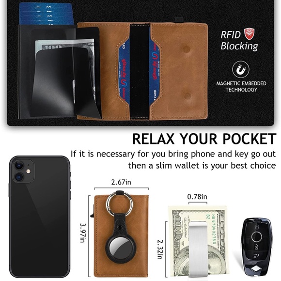 🆕 Mens AirTag Wallet with Money Clip, with Gift Box - Picture 7 of 7